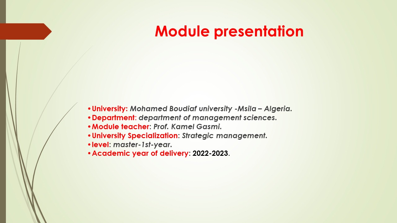 Module presentation